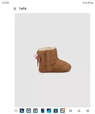 UGG Jesse Bow II 1018452I Toddlers Chestnut Suede Winter Boots Size 0/1 UGG386 • $39.99