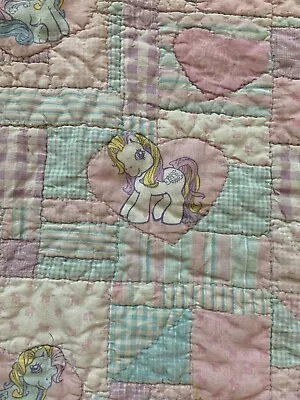 VTG 80s 90s My Little Pony Pink Blue Blanket Quilt Throw Quilted RARE Ponies   • $144.99