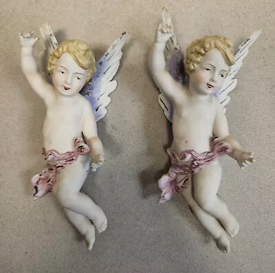 Pair Of Vintage Wall Angels CHERUBS Porcelain Statues Arnart JAPAN -DAMAGED • $30