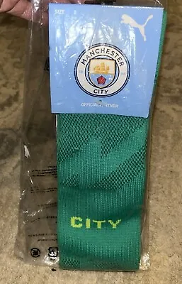 New Boys Puma Team Manchester City GK Home Socks Green 1-Pair Football Sz 3 5-6 • £12.05