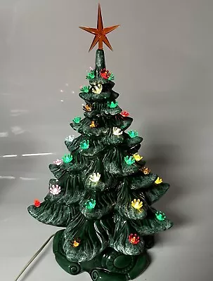 Vintage 1970s Atlantic Mold Large 17” Ceramic Christmas Tree W/ Base !READ DESCR • $125