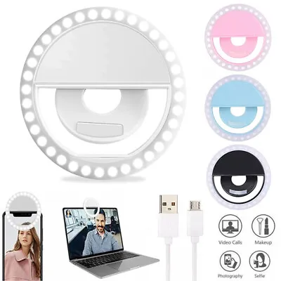 Selfie LED Light Ring Flash Clip Rechargeable Camera For Phone & Iphone Tablets • £3.29