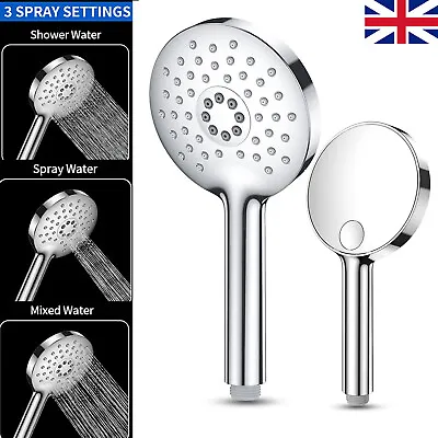 Hand Held Shower Head High Pressure Replacement Shower Heads With 3 Spray Modes • £8.99