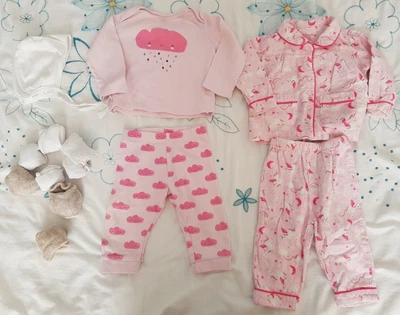 £0.99 • Buy Baby Girls Bundle Clothes Age 6-9 Months Pyjamas & Hat