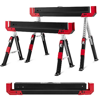 £95.99 • Buy Twin Pack Folding Saw Horse 9-Position Height Adjustable Heavy Duty Sawhorses
