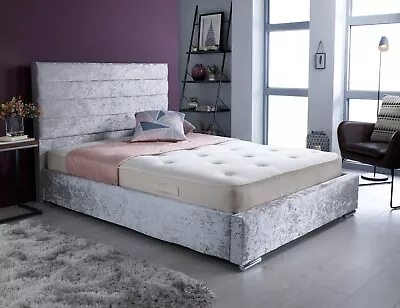 £159.99 • Buy New Double Plush Velvet Fabric Chesterfield Sleigh Bed Frame All Sizes Colours