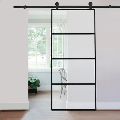 Sliding Barn Door Clear / Frosted Glass Hardware Kit 6-7FT / Door With Track Kit • £45.95