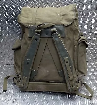 Vintage Alpine Rucksack Heavy Duty Vinyl Backed Canvas Large Field Bergen Pack • $290.30