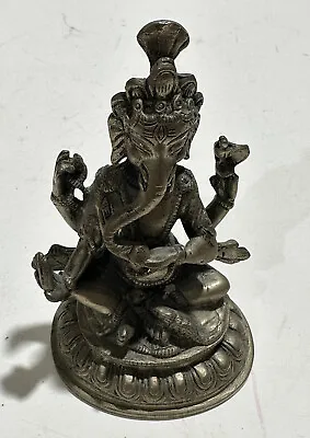 GANESHA STATUE HANDMADE HOME DECOR ART METAL IDOL Ganesh 5”x3” • $39.90