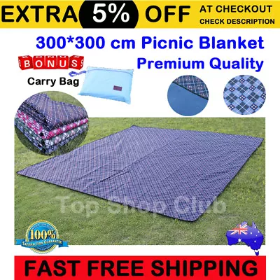 3X3m Extra Large Premium Waterproof Picnic Blanket Rug Mat Outdoor Camping Beach • $39.80