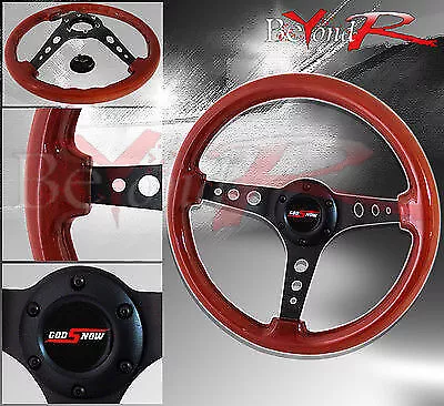 350mm Light Wood Grain 6-Bolt Hole Steering Wheel Jdm Vip Godsnow Button Horn • $65.99