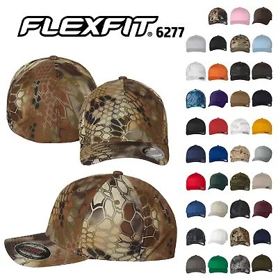 $12.77 • Buy 6277 Flexfit Wooly Combed Twill Fitted Plain Baseball Cap Hat - 6 Panel S/M L/XL