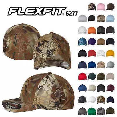 Flexfit Wooly Combed Twill Fitted Plain Baseball Cap Hat 6 Panel 6277 • $17.26