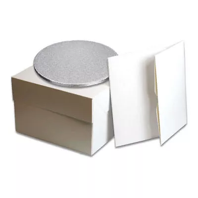 White Cake Box With Lid And Cake Board 3mm/Drum12mm Thick 8 10 12 14  & 16  Inch • £25.99