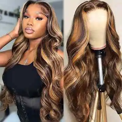 Wear And Go Highlight Ombre 7x5 Closure Wig Body Wave 13x4 Front Human Hair Wig • $313.87