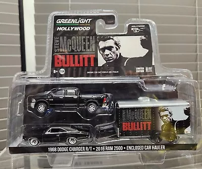 Greenlight Steve McQueen Bullitt 1968 Dodge Charger RT 2016 RAM 2500 Hitch & Tow • $16.95