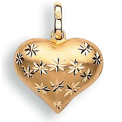 Heart Pendant 9ct Gold Pendant Or  Charm  Diamond Cut Pattern  9ct Gold 375 • £61.99