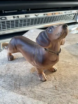 Vintage Dachshund Figure Brown Short Hair Ceramic Dog Figurine Japan • $9.99