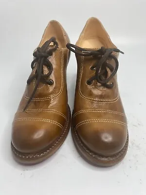 Oak Tree Farms Nanny Lace Up Tan Leather Shoe Victorian Style Fashion Size - 6  • $179.99