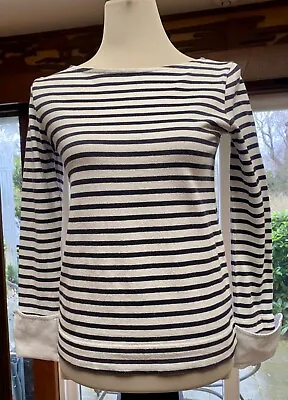 J Crew -  Nautical Stripe T Shirt With Turn Back Cuffs • £15