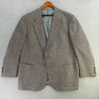 Stafford Blazer Sport Jacket Coat Mens 46R Gray Virgin Wool Speckled Elbow Patch • $39.95