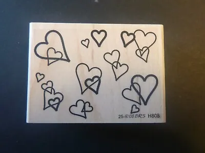 Hearts Background - Wood Mounted Rubber Stamp • $9.50