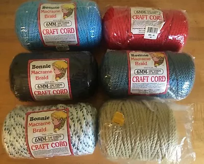 Lot 6 NOS Bonnie Macrame Braid Yarn Cord 6mm • $49.99