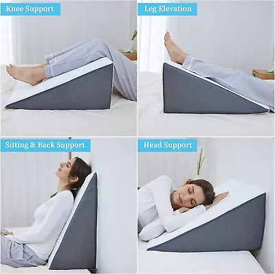 24*24*8/10/12  Memory Foam Wedge Pillow W/ Cooling Washable Cover & Extra Pillow • $24.99