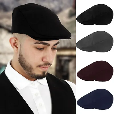 Wool Blend Flat Cap Mens Fully Lined Newsboy Cabbie Gatsby Baker Boy Hat • £6.99