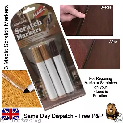 Furniture Scratch Marker 3 Shades Touch Up Pen Laminate Wood Floor Marks Repair • £2.99