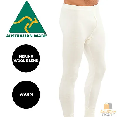 Mens Thermal Long Johns Trouser Pants Merino Wool Blend Aus Made Thermals • $31.76