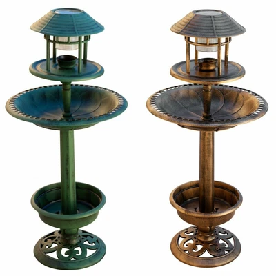 £14.99 • Buy Bird Hotel Feeder & Bath With Solar Light Garden Ornamental Birds Table Station