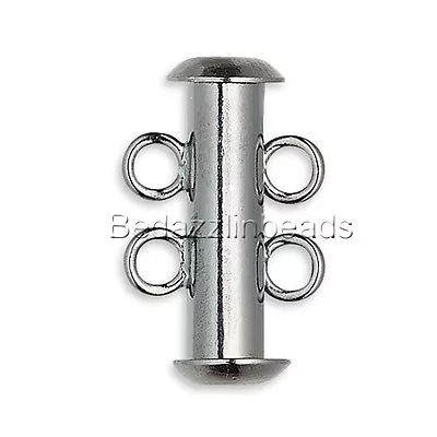 10 Multi Strand Slide Lock Tube Clasps With Loop Rings For 2 Stranded Designs • $18.79