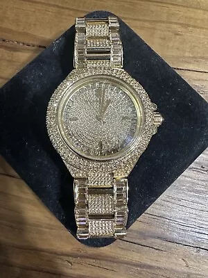 Michael Kors Camille Gold Pave Dial Stainless Steel Quartz Ladies Watch MK5720 • $225