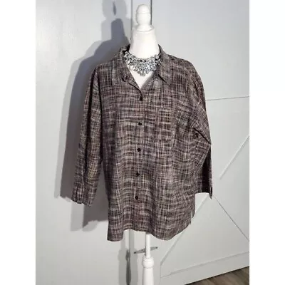 Victoria Jones Woman Plaid Blouse Long Sleeve Size 3x • $14.31