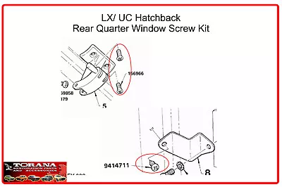 $10.50 • Buy Torana LX/ UC Hatchback Rear Quarter Window Screw Kit