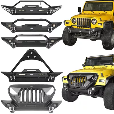 Fit 1987-2006 Jeep Wrangler YJ TJ Front Bumper W/Winch Plate & D-ring & Light • $169.85