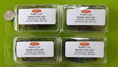 100 DFS 4/0 WIDE GAP Fishing Hooks Chemical Sharp Black Nickel Tackle • $13.90