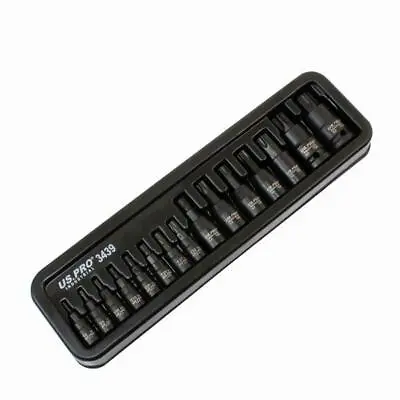 US PRO INDUSTRIAL 15pc Impact Torx Bit Socket Set 1/43/81/2  Drive T6-T70 3439 • £12.63