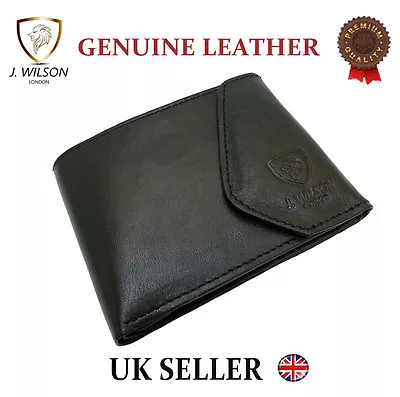 Designer J Wilson Genuine Mens Quality Real Leather Black Wallet Card Coin Gift • $29.11