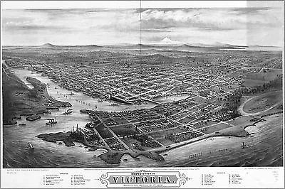 Poster Many Sizes; Map Of Victoria Vancouver Island Canada 1878 • $24.03