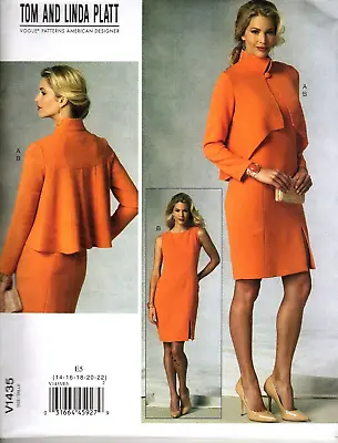 Vogue Patterns V1435 Designer Tom And Linda Platt Misses Dress 14 To 22 UNCUT • $21.21