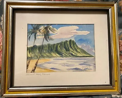 Vintage 1975 Marcia Young Diamond Head Hawaii Watercolor Painting Signed • $275