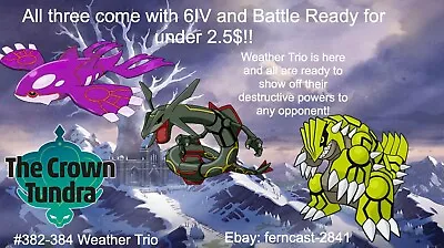 $2.75 • Buy Pokemon Sword And Shield Shiny Rayquaza Groudon And Kyogre Bundle Battle Ready