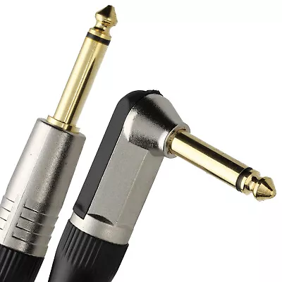 2m GOLD Right Angle MONO Jack 6.35mm 1/4 Inch Guitar/Amp Cable Lead [007931] • £5.16