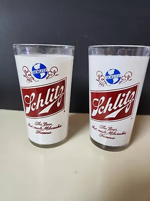 2-vintage Schlitz Beer Glass   The Beer That Made Milwaukee Famous  • $1.99