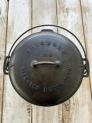 Vintage Griswold No. 9 Cast Iron Tite-Top Baster Dutch Oven 834 B With Lid 2552 • $195