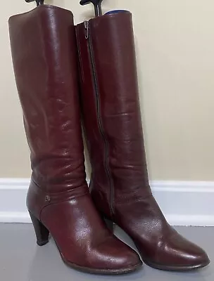 Vintage Etienne Aigner Women’s Tall Boots 7.5 Oxblood Red Leather Side Zipper • $42