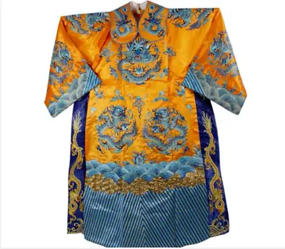 Chinese Qing Dynasty Emperors Dragon Design Dragon Robe Formal Dress Embroidery • $143.44