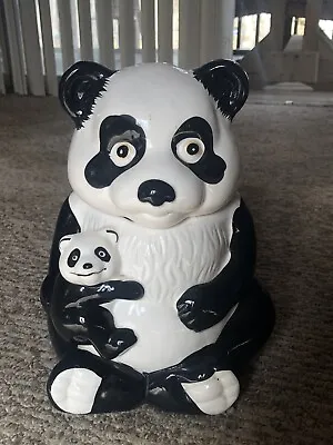 Rear Panda Momma Bear And Baby Bear Cookie Jar • $19.99